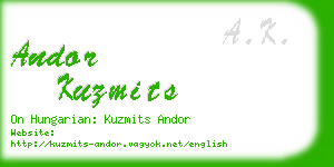 andor kuzmits business card